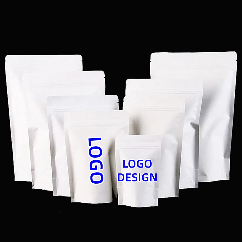 Food Pouch Reusable - 100pcs Wholesale Stand up White Paper