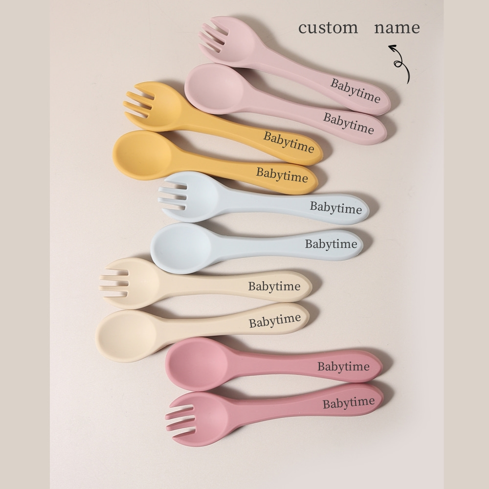 Baby Food Diet - Custom Name 1 Pair Silicone Spoon