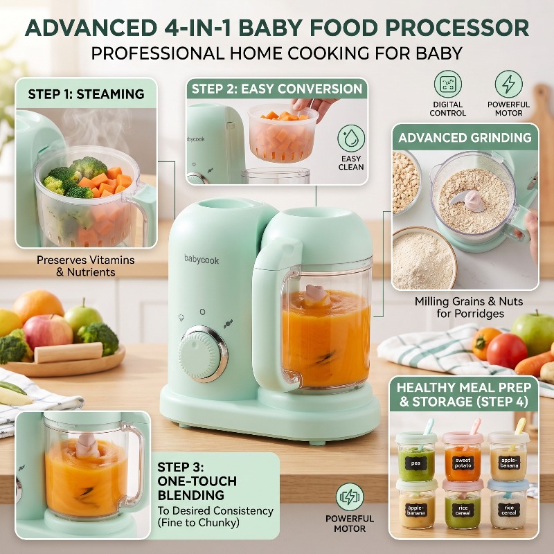 Baby Food Maker And Steamer - Multi-Function High-precision Baby Food Grinder Small