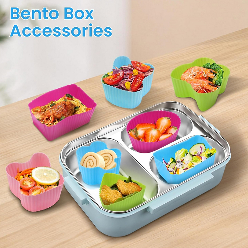 Baby Food Container - 8PCS Silicone Lunch Box Dividers For